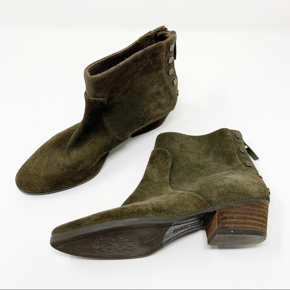 Vince Camuto Boot Cinza Army Green Studded Ankle - Picture 2 of 10